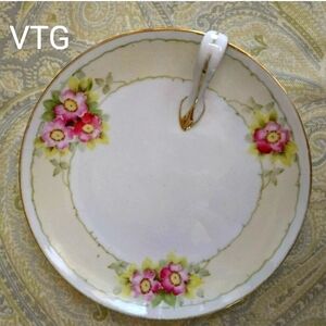 Vintage Hand Painted Nippon Serving Dish with handle & Gold Edge Trim